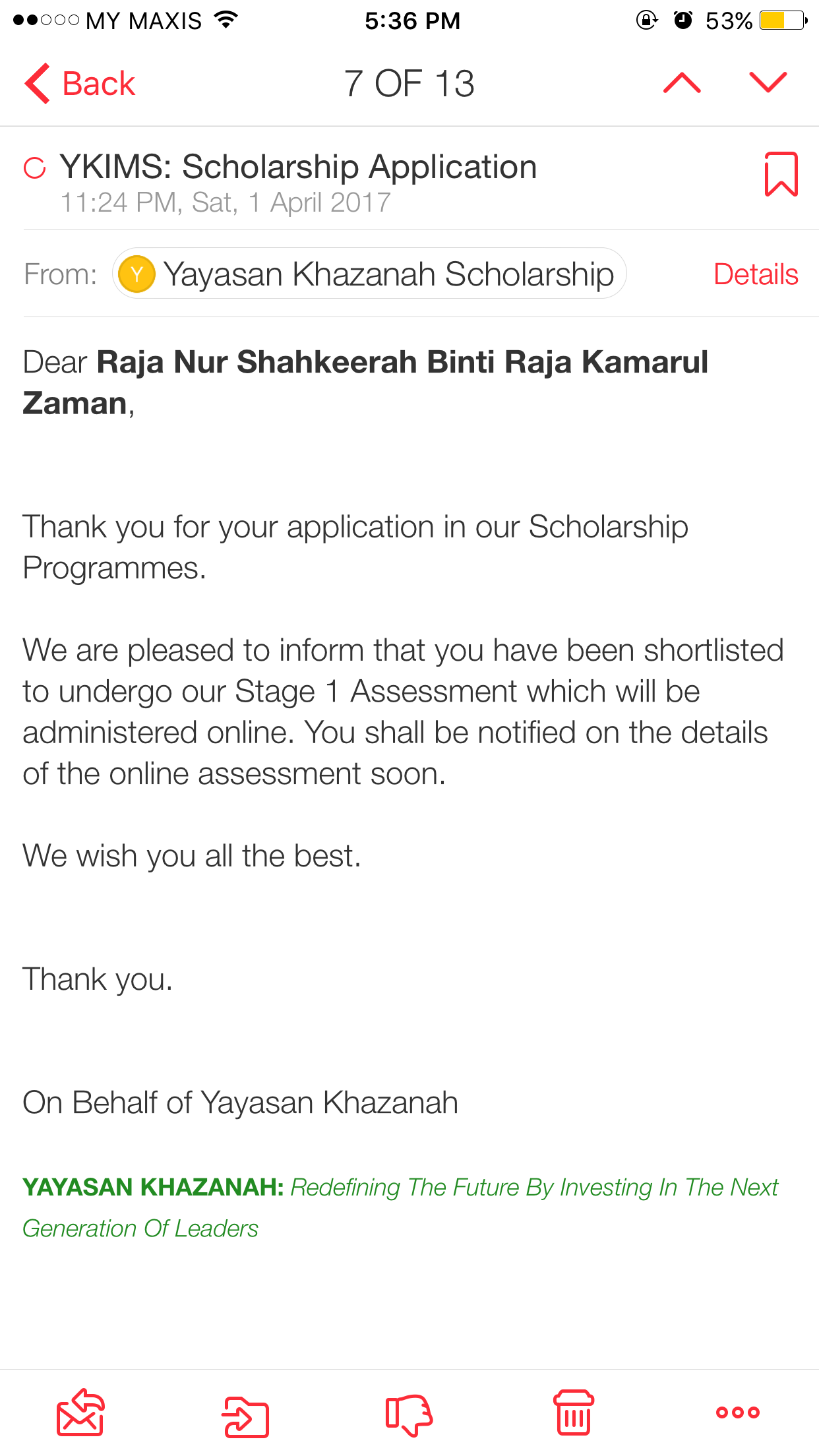 Khazanah scholarship
